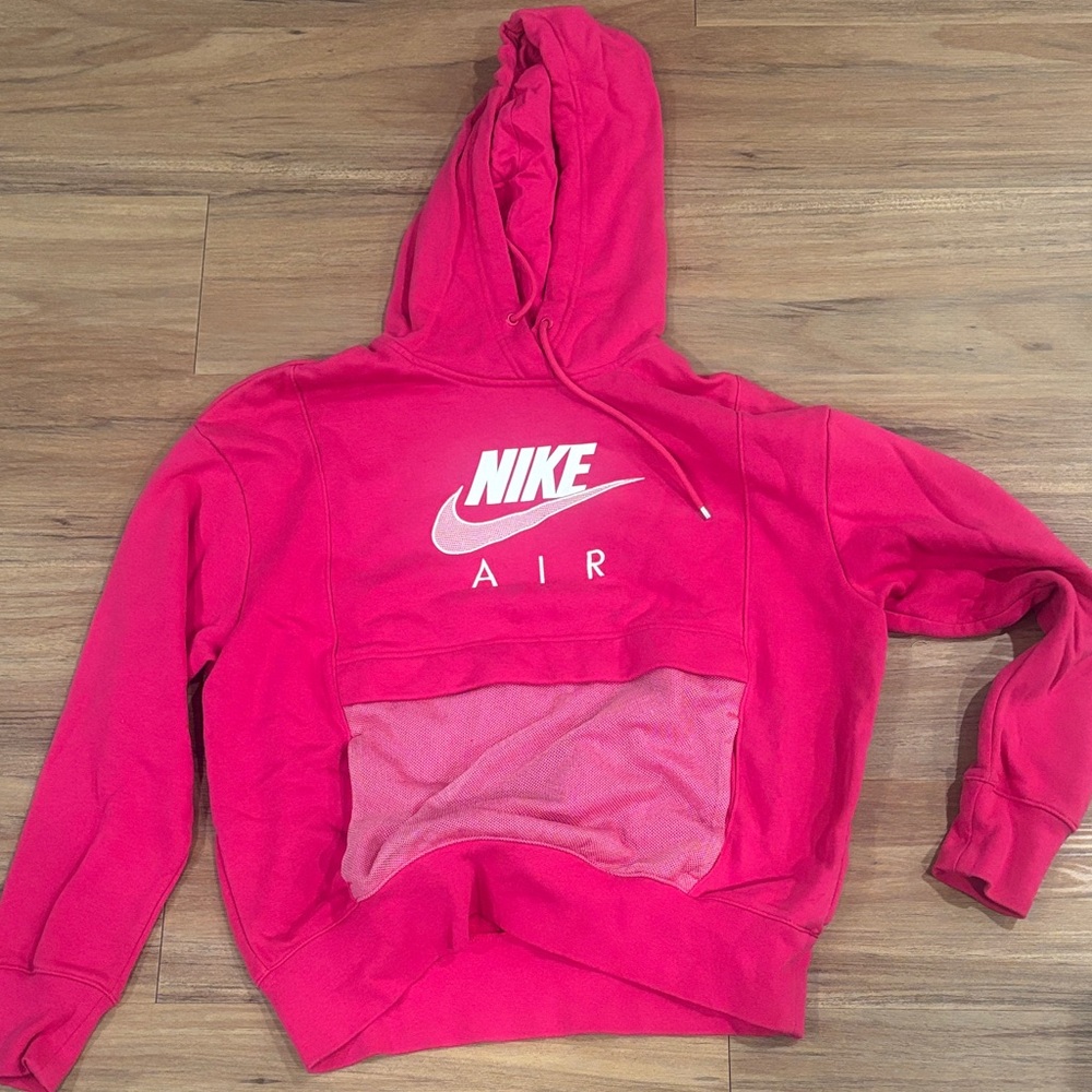 Nike Hot Pink AIR Pullover Hoodie with White Logo